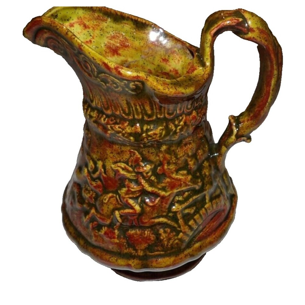 Tam O'Shanter Vintage Decorative Pitcher Robert Burns Greens Browns Orange 6.5"